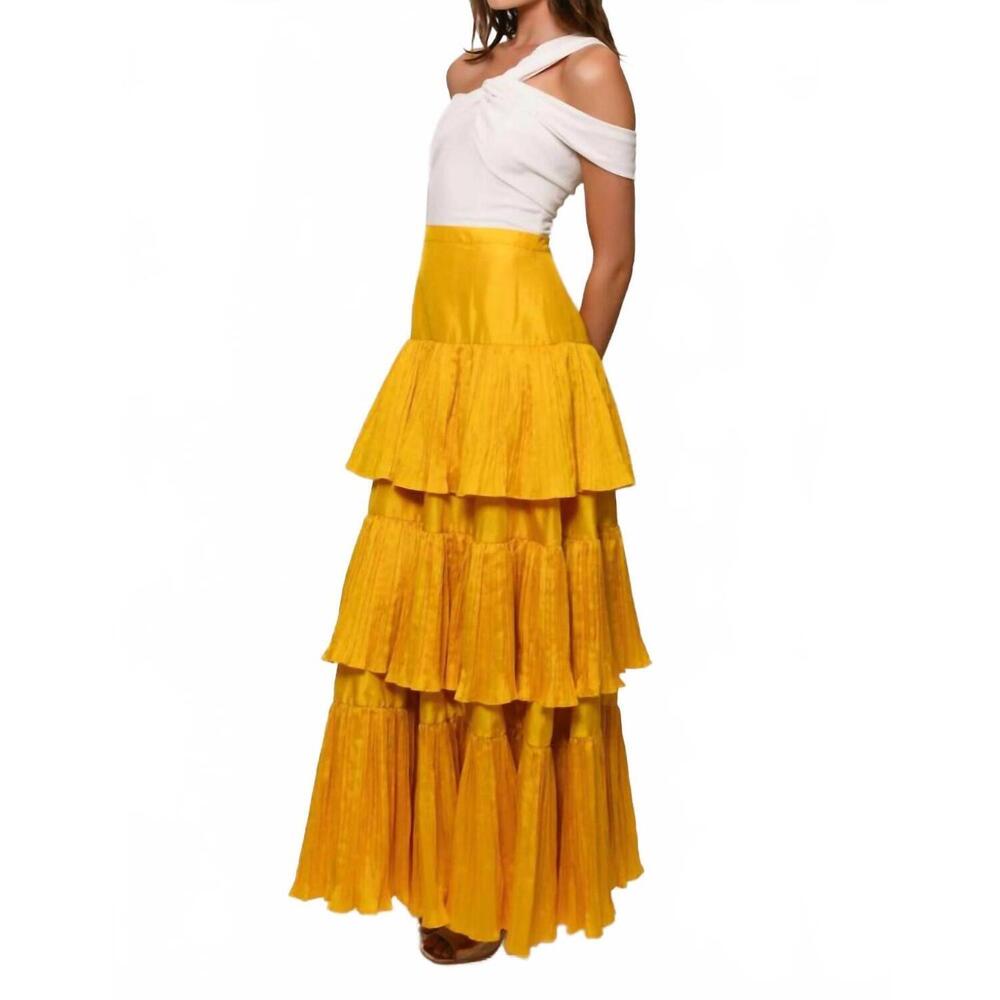 NEW HUTCH rhea one-shoulder maxi dress in white/gold - Picture 4 of 5